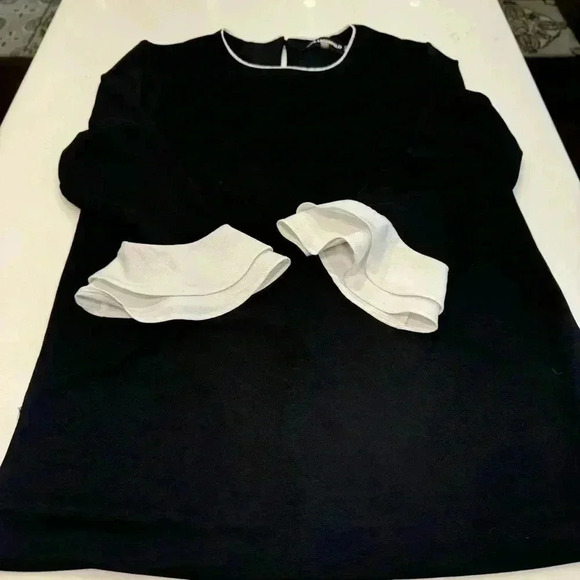 MISA Los Angeles green w metallic stripe short sleeve ruffle blouse size XS - Picture 8 of 12